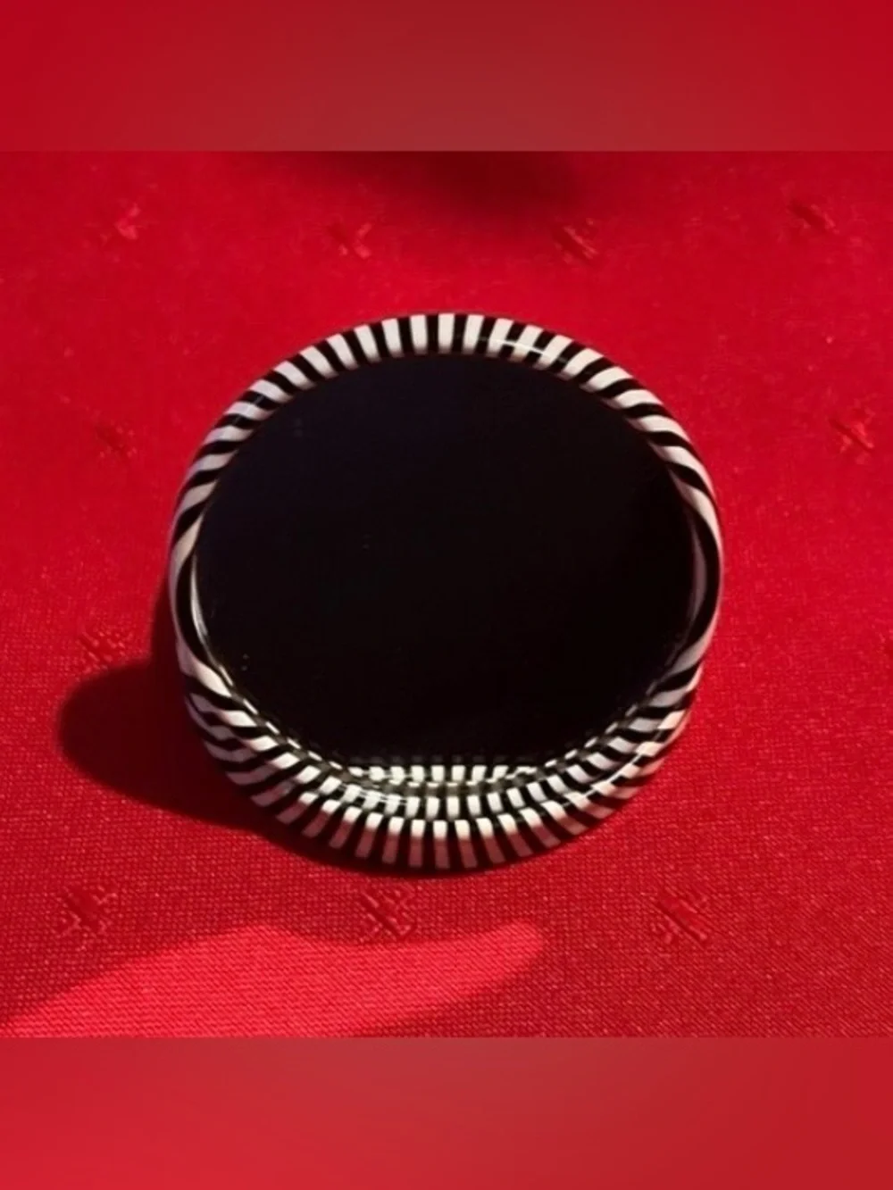 Rare Vintage made in Germany Striped Black and White Pocket Mirror
